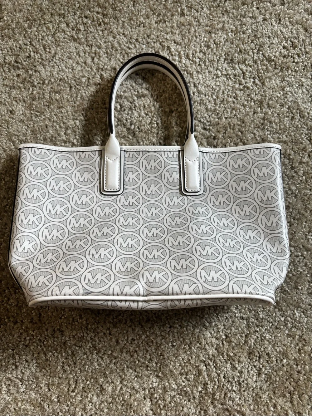 Michael Kors Jodie Small Logo Jacquard Tote Bag – White/Gray